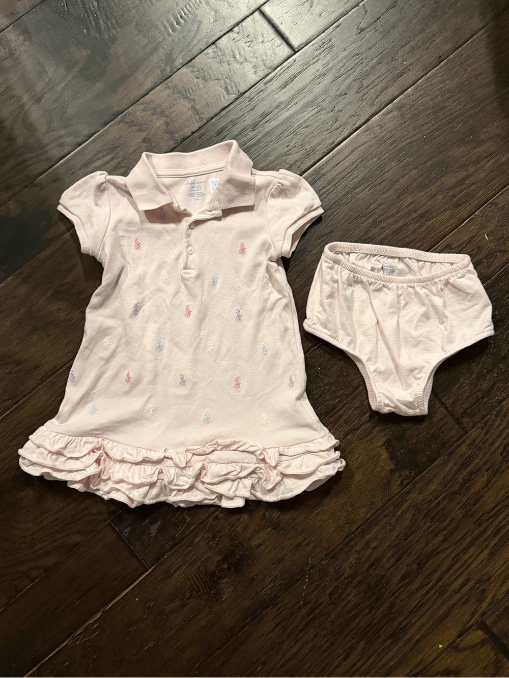 Ralph Lauren Schiffli Embroidered Polo Dress pink